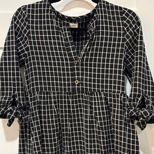 Roolee size small black and white checked dress.